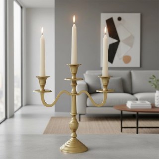 Orion Świecznik Kandelabr 30 cm Aluminium Złoty na 3 Długie Świece Elegancki