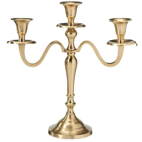 Orion Świecznik Kandelabr 30 cm Aluminium Złoty na 3 Długie Świece Elegancki