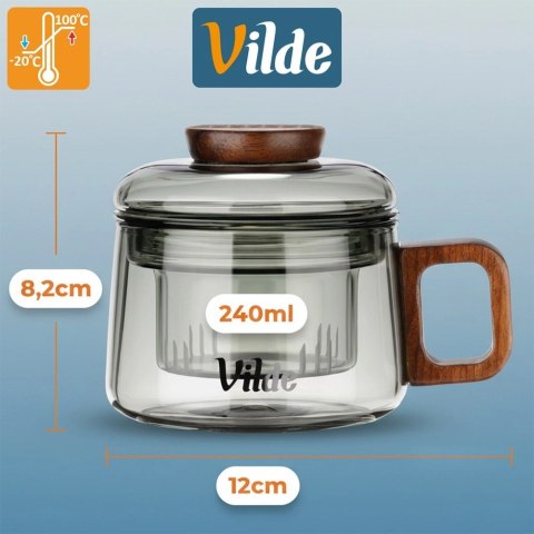 Orion Szklanka z Zaparzaczem i Pokrywką Szkło Borokrzemowe 240ml VILDE