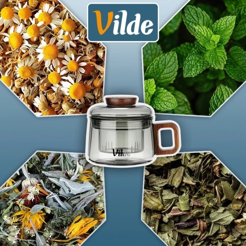 Orion Szklanka z Zaparzaczem i Pokrywką Szkło Borokrzemowe 240ml VILDE