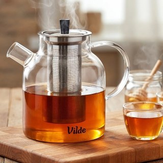 Orion Szklany Dzbanek 1,5L z Zaparzaczem Stalowym Sitkiem do Herbaty VILDE