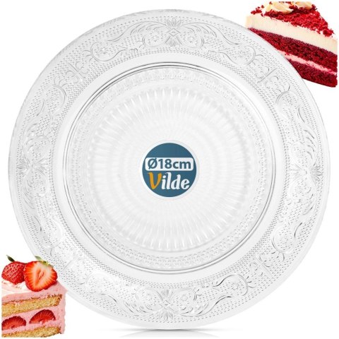 Orion Talerz Deserowy 18 cm Szkło Kryształowe Śniadaniowy Ciasta VILDE