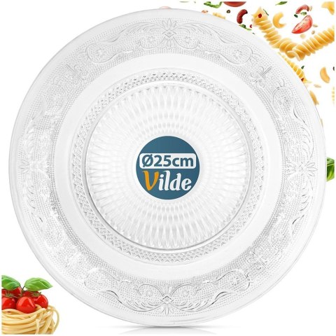 Orion Talerz Obiadowy 25 cm Szkło Kryształowe Patera do Serwowania VILDE