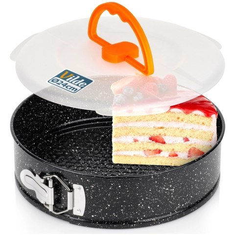 Orion Tortownica Rozpinana 24 cm z Pokrywką do Przenoszenia Granitowa