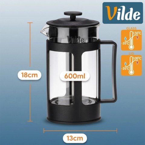 Orion Zaparzacz Tłokowy French Press Kawa Herbata 600 ml Szkło Borokrzemowe