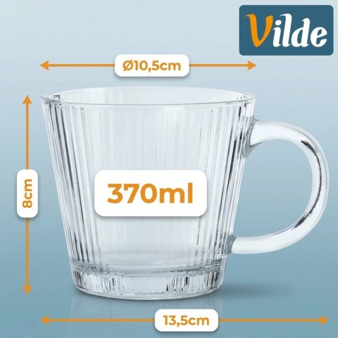 Orion Zestaw 6 Szklanek XXL 370 ml Ryflowane do Kawy Herbaty Szkło VILDE