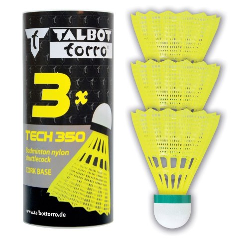 MASTER SPORT s.r.o. Lotki Do Badmintona TALBOT TORRO Tech 350 Slow 3 szt Żółte Wolne