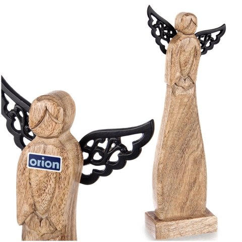 Orion Figurka Anioł Drewno Mango 34 cm Metalowe Skrzydła Dekoracja