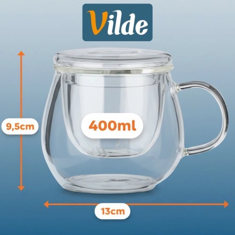 Orion Kubek z zaparzaczem i pokrywką szklany 400 ml
