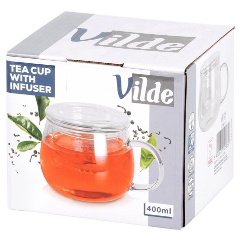 Orion Kubek z zaparzaczem i pokrywką szklany 400 ml