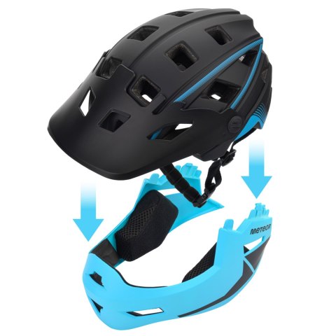 Kask rowerowy full-face Meteor Hydra M 55-58 cm czarny/niebieski