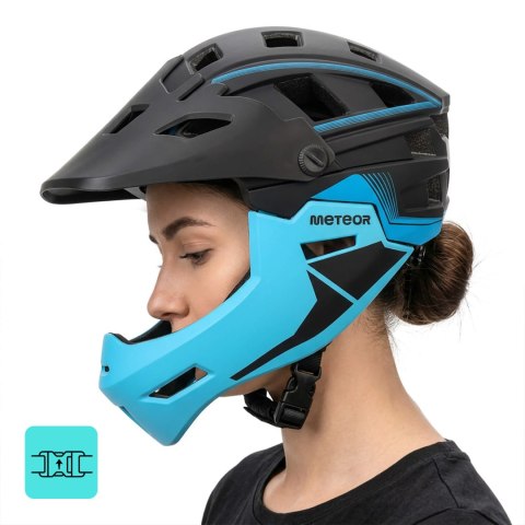 Kask rowerowy full-face Meteor Hydra M 55-58 cm czarny/niebieski