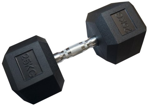 Kubisport Hantla Jednoręczna Sześciokątna Gumowana Ciężar Obciążenie KUBISPORT 25 kg