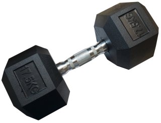 Kubisport Hantla Jednoręczna Sześciokątna Gumowana Ciężarek Solidny KUBISPORT 17,5 kg