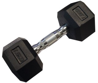 Kubisport Hantla Jednoręczna Sześciokątna Gumowana Ciężarek Solidny KUBISPORT 7,5kg