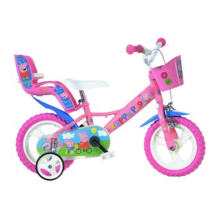 Kubisport Rower Dziecięcy Różowy z Kółkami Bocznymi Świnka Peppa Peppa Pig DINO 12"
