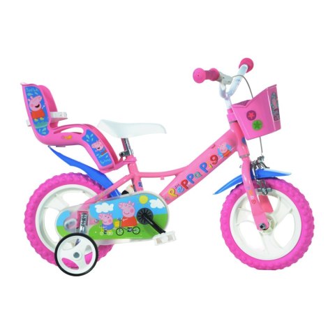 Kubisport Rower Dziecięcy Różowy z Kółkami Bocznymi Świnka Peppa Peppa Pig DINO 12"