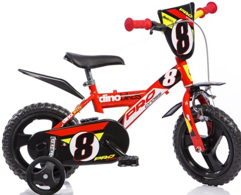 Kubisport Rowerek Dziecięcy 12 Cali Czerwony Kółka Boczne Wolnobieg Dino Bikes