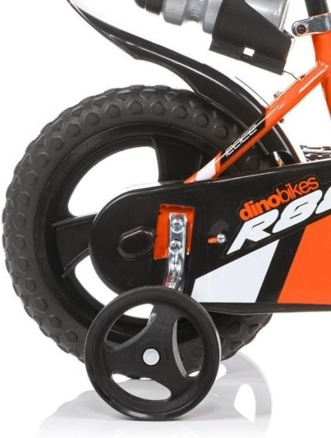 Kubisport Rowerek Dziecięcy 12 Cali Kółka Boczne Pomarańczowy Dino Bikes