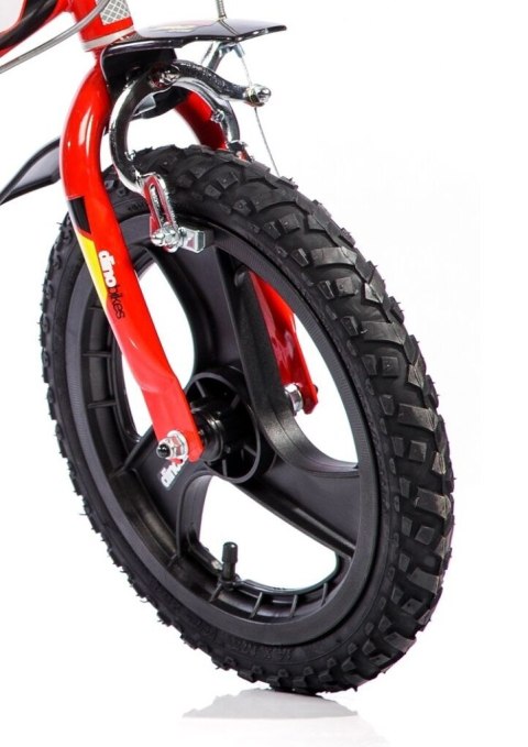 Kubisport Rowerek Dziecięcy 14 Cali Czerwony Kółka Boczne Hamulec Dino Bikes