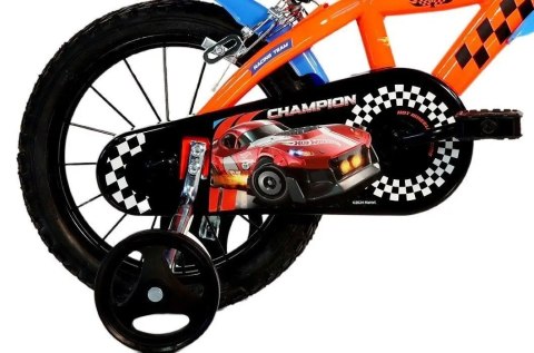Kubisport Rowerek Dziecięcy 14 Cali Hot Wheels Pomarańczowy Hamulec Dino Bikes