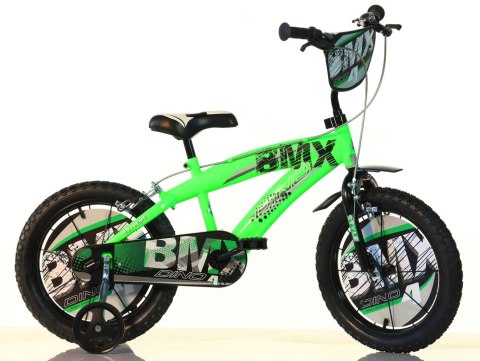 Kubisport Rowerek Dziecięcy 16 Cali BMX Czarny Kółka Boczne Hamulec Dino Bikes