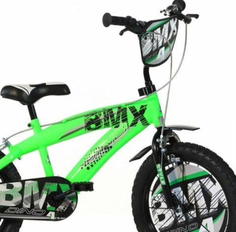 Kubisport Rowerek Dziecięcy 16 Cali BMX Czarny Kółka Boczne Hamulec Dino Bikes