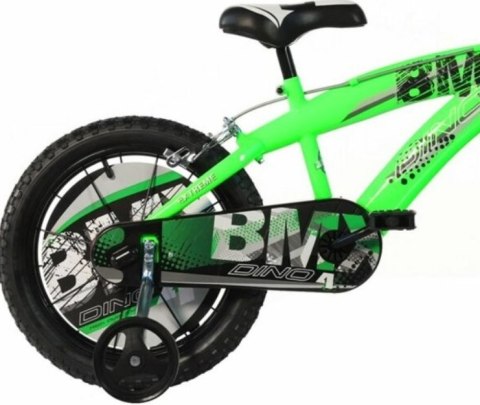 Kubisport Rowerek Dziecięcy 16 Cali BMX Czarny Kółka Boczne Hamulec Dino Bikes