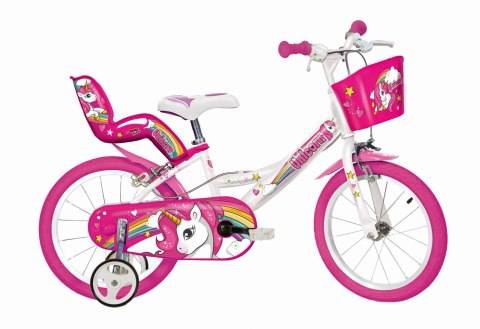 Kubisport Rowerek Dziecięcy 16 Cali Jednorożec Unicorn Koszyk Fotelik Dino Bikes