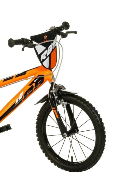 Kubisport Rowerek Dziecięcy 16 Cali Pomarańczowy Kółka Boczne Hamulec Dino Bikes