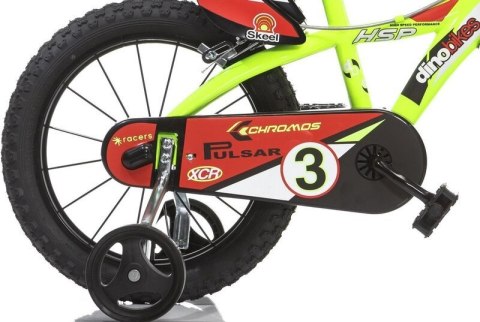 Kubisport Rowerek Dziecięcy 16 Cali Raptor Żółty Kółka Boczne Hamulec Dino Bikes