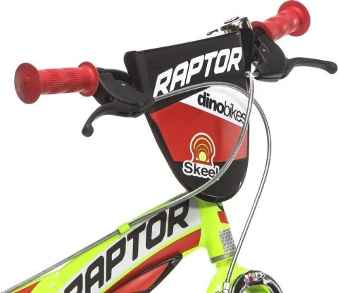 Kubisport Rowerek Dziecięcy 16 Cali Raptor Żółty Kółka Boczne Hamulec Dino Bikes