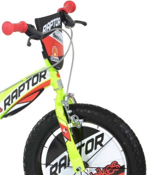 Kubisport Rowerek Dziecięcy 16 Cali Raptor Żółty Kółka Boczne Hamulec Dino Bikes