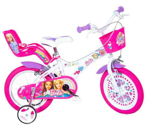 Kubisport Rowerek Rower Dziecięcy dla Dziewczynki Barbie z Bocznymi Kółkami DINO 14"