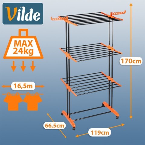 Orion Suszarka na pranie metalowa czarna pionowa na kółkach XXL 73x170 cm