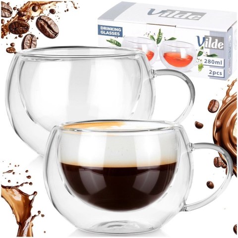 Orion Szklanki termiczne z podwójną ścianką do kawy i herbaty 280 ml 2 szt.