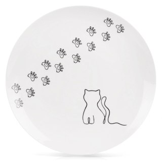 Orion Talerzyk Deserowy Porcelanowy 20,5 cm Kotek Biały Talerz dla Dzieci