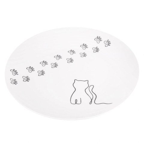 Orion Talerzyk Deserowy Porcelanowy 20,5 cm Kotek Biały Talerz dla Dzieci