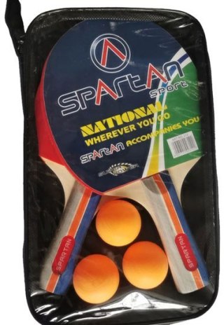 SPARTAN GmbH Zestaw do Tenisa Stołowego Ping Pong 2 Rakietki 3 Piłeczki Pokrowiec