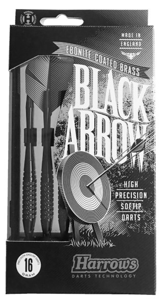 Kubisport Lotki Rzutki do Darta Elektronicznego Solidne HARROWS SOFT BLACK ARROW 18g