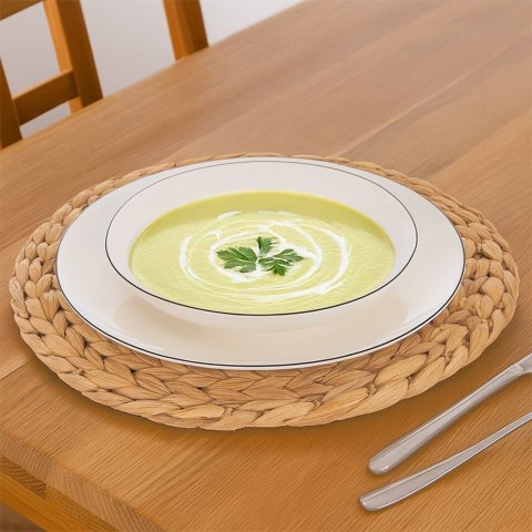 Grupa Orion Sp. z o.o. Talerz Głęboki Obiadowy Porcelanowy do Zupy Biały z Obwódką 20 cm 600 ml