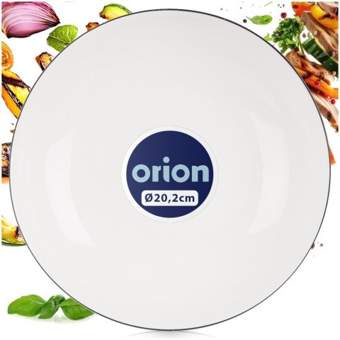 Grupa Orion Sp. z o.o. Talerz Głęboki Obiadowy Porcelanowy do Zupy Biały z Obwódką 20 cm 600 ml