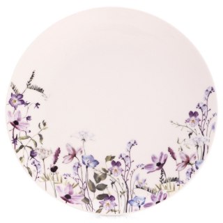 Grupa Orion Sp. z o.o. Talerz Obiadowy Płytki Porcelanowy Biały Kwiaty Ozdobny ORION Okrągły 24 cm