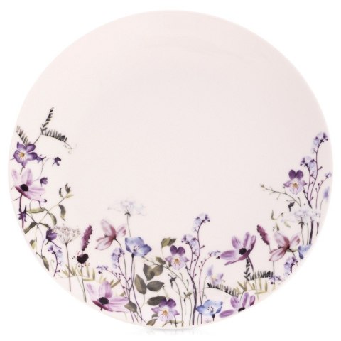 Grupa Orion Sp. z o.o. Talerz Obiadowy Płytki Porcelanowy Biały Kwiaty Ozdobny ORION Okrągły 24 cm