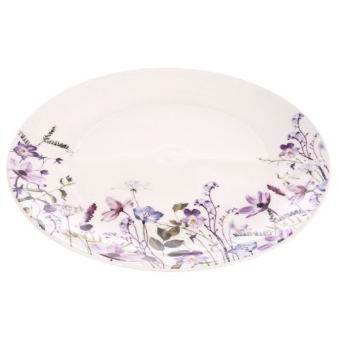 Grupa Orion Sp. z o.o. Talerz Obiadowy Płytki Porcelanowy Biały Kwiaty Ozdobny ORION Okrągły 24 cm