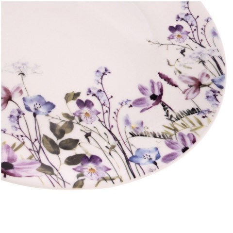 Grupa Orion Sp. z o.o. Talerz Obiadowy Płytki Porcelanowy Biały Kwiaty Ozdobny ORION Okrągły 24 cm