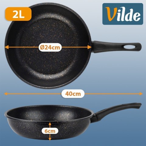 Grupa Orion Sp. z o.o. Patelnia Granitowa Non-Stick do Smażenia Duszenia Czarna 24 cm VILDE