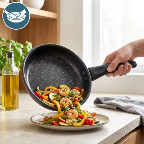 Grupa Orion Sp. z o.o. Patelnia Granitowa Non-Stick do Smażenia Duszenia Czarna 24 cm VILDE