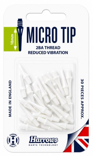 Kubisport Groty Końcówki do Lotek Darta Plastikowe Białe Soft HARROWS T93-B Micro