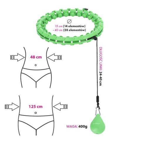 HHW12 PLUS SIZE HULA HOP GREEN Z WYPUSTKAMI I OBCIĄŻNIKIEM HMS